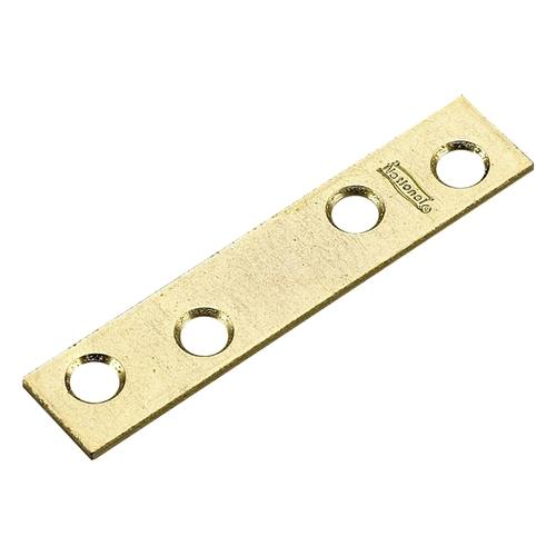 Onward 95B20R Multi-Position Mending Plate, 2 in L, 5/8 in W, 0.077 in Gauge, Steel, Brass, Screw Mounting