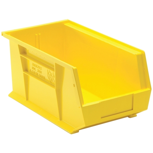 QUANTUM STORAGE SYSTEMS RQUS240YL Hang and Stack Bin, 60 lb Capacity, Polypropylene, Yellow, 14-3/4 in L, 7 in H - pack of 3