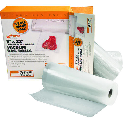 Weston 300201W Vacuum Seal Bag Roll, Plastic, Clear pack of 3