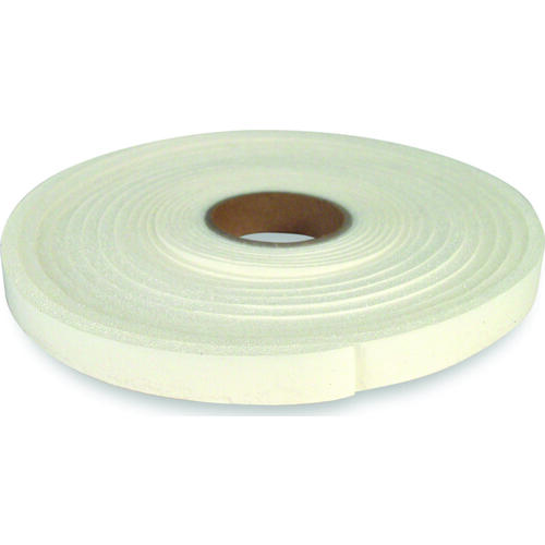 Insulating Foam Tape, 1/2 in W, 16.4 ft L, 3/16 in Thick, Polyurethane, White