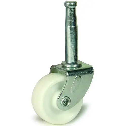 Swivel Caster, 1-1/4 in Dia Wheel, 9/16 in W Wheel, Plastic Wheel, 45 lb Zinc