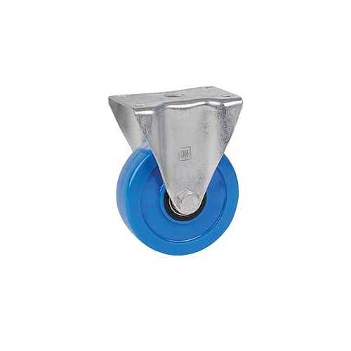 DH CASTERS C-LM4P1PUR Rigid Caster, 4 in Dia Wheel, 1-1/4 in W Wheel, Polyurethane Wheel, Blue, 275 lb