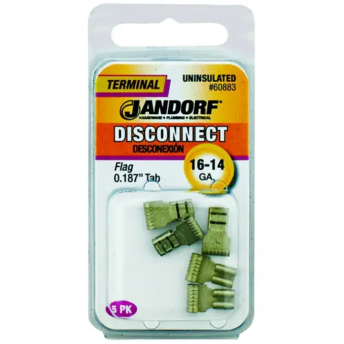 Disconnect Terminal, 16 to 14 AWG Wire, Copper Contact - pack of 5