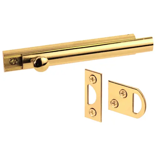 Slide Bolt, 4 in L Bolt, Solid Brass