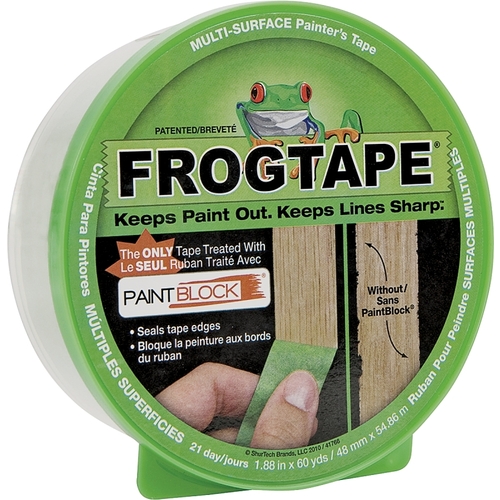 FrogTape 1408437 Painting Tape, 60 yd L, 1.88 in W, Green