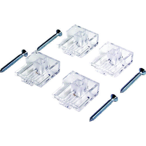 Mirror Holder, Plastic, Clear, Clear, Screw Mounting - pack of 4