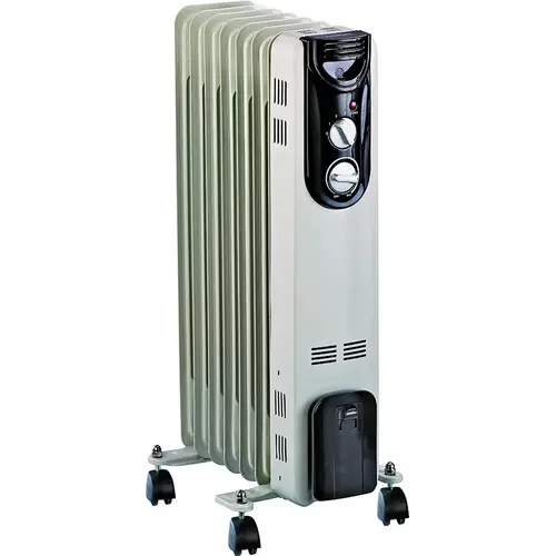 Oil Filled Heater, 12.5 A, 120 V, 600/900/1500 W, 1500 W Heating, White