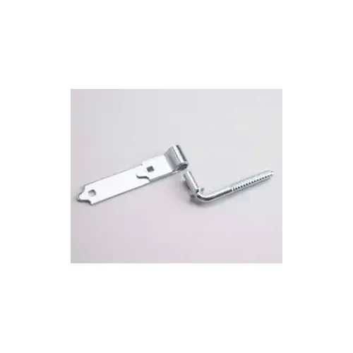 Hook with Strap Hinge, 4.19 mm Thick Leaf, Steel, Zinc, Removable Pin, Screw Mounting, 100 lb