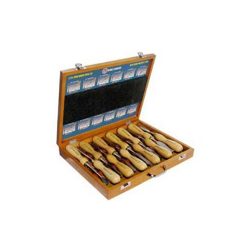 KING CANADA K-1212 Tools Series Wood Carving Chisel Set, 12-Piece, HCS