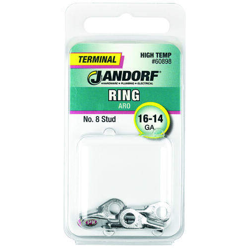 Jandorf 60898 Ring Terminal, 16 to 14 AWG Wire, #8 Stud