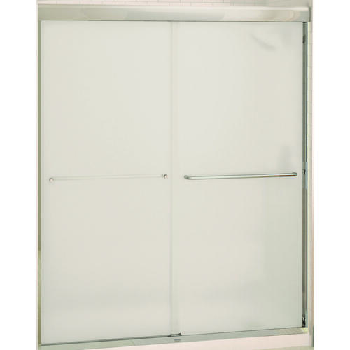 Aura Shower Door, Mistelite Glass, Semi Frame, 2-Panel, Glass, 1/4 in Glass