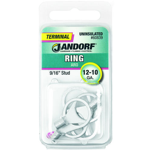 Jandorf 60839 Ring Terminal, 12 to 10 AWG Wire, 9/16 in Stud, Copper Contact - pack of 5