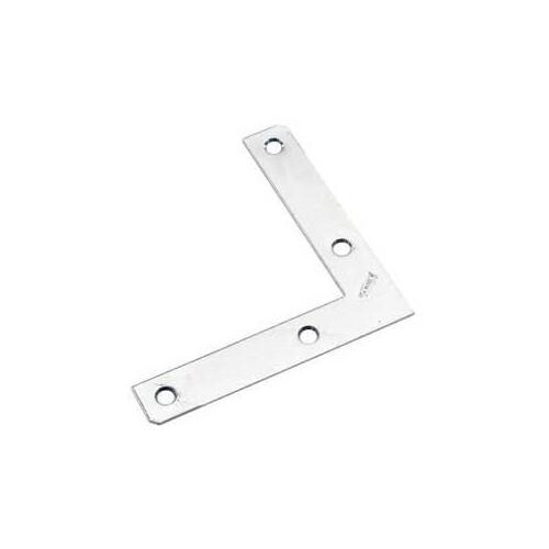 Flat Corner Plate, 5 in L, 7/8 in W, Steel, Zinc, 0.072 in Thick Material