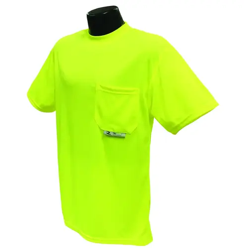 Safety T-Shirt, 2XL, Polyester, Green, Short Sleeve, Pullover Closure