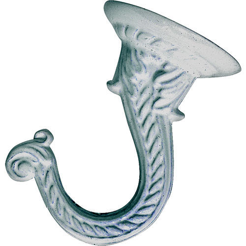 Ceiling Hook, 2-3/16 in H, Zinc, White, Ceiling Mount Mounting