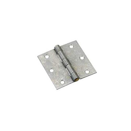 Butt Hinge, 3-1/2 in H Frame Leaf, 3/32 in Thick Frame Leaf, Steel, Galvanized, Removable Pin, 50 lb