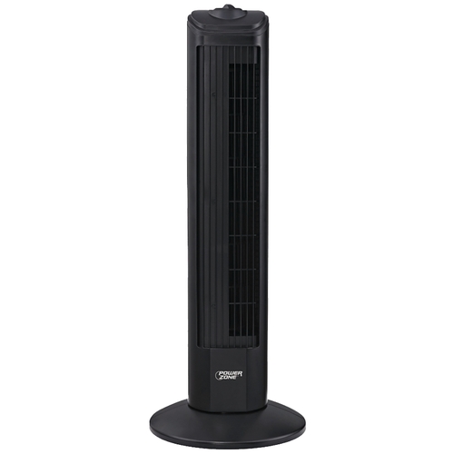 Oscillating Fan Tower, 120 V, 0.45 A, 90 deg Sweep, 28 in Dia Blade, Plastic Blade, Black