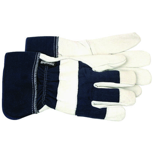 Protective Gloves, Men's, L, Wing Thumb, Safety Cuff, Navy Blue