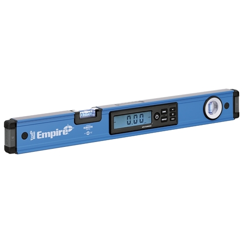 Empire E105.24 True Blue Series Digital Box Level, 24 in L, 2-Vial, Non-Magnetic, Aluminum, Blue