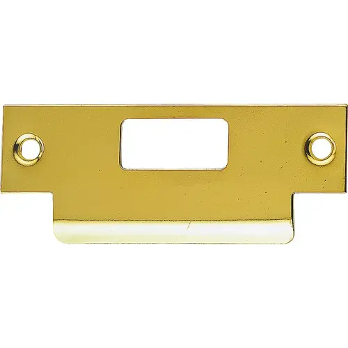 Door Strike Plate, 4-7/8 in L, 2 in W, Steel, Brass