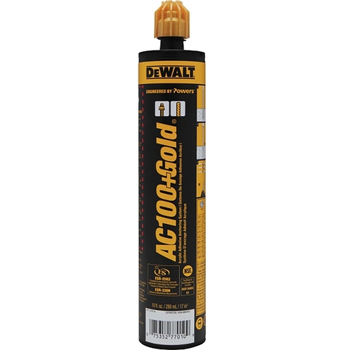 DEWALT 8478SDF-PWR AC100+ Gold Vinylester Adhesive Anchoring System, Paste, 10 oz Cartridge, Quik-Shot Cartridge Light Beige