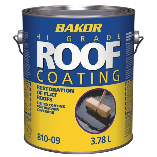 BAKOR Series Roof Coating, Black, 1 gal Pail, Liquid - pack of 4