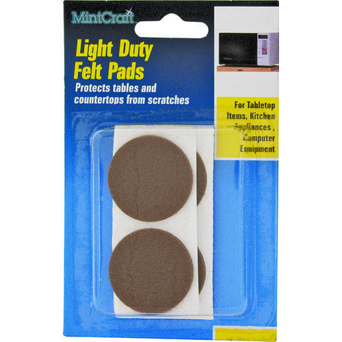 Furniture Pad, Felt Cloth, Brown, 7/8 in Dia, 5/64 in Thick, Round - pack of 12