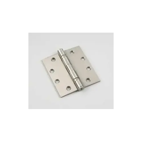 Ball Bearing Butt Hinge, 4-1/2 in H Frame Leaf, 1/8 in Thick Frame Leaf, Steel, Brushed Nickel, 150 lb