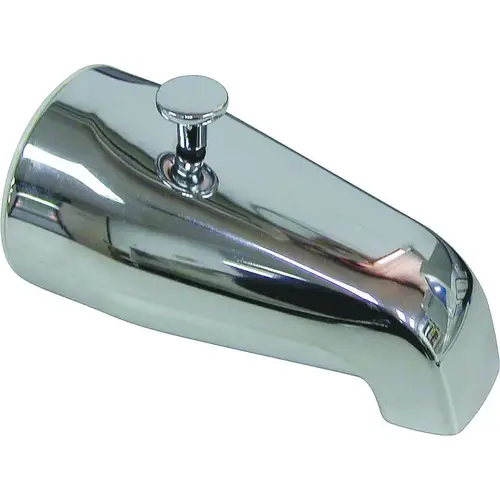 24501-3L Bathtub Spout with Diverter, 5-1/4 in L, 3/4 x 1/2 in Connection, IPS, Zinc, Chrome Plated