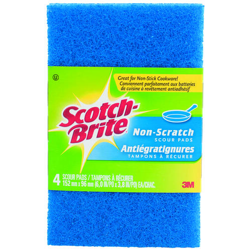 Scouring Pad, Polymer Abrasive, 6 in L, 3.8 in W, Blue - pack of 4
