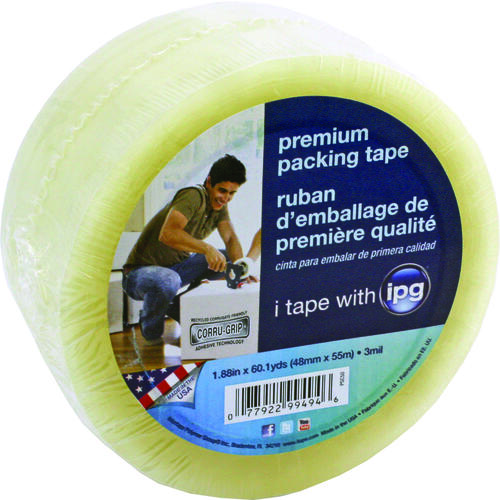IPG PSC50 Packaging Tape, 60 yd L, 1.88 in W, Polypropylene Backing, Clear