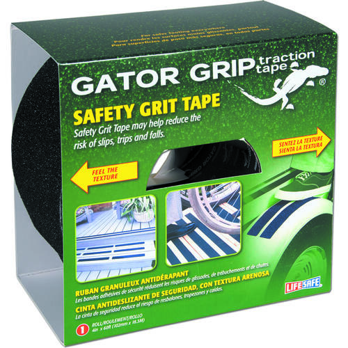 Gator Grip Traction Tape, 60 ft L, 4 in W, PVC Backing, Black