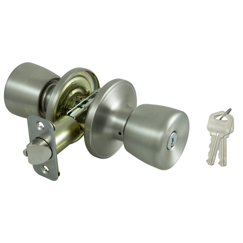 Entry Knob Lockset, Tulip, SS, KA3 BX PK Stainless Steel