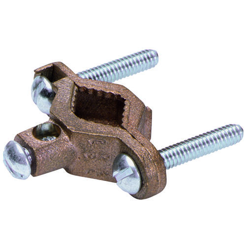Pipe Clamp, Clamping Range: 1/2 to 1 in, #10 to 2 AWG Wire, Silicone Bronze