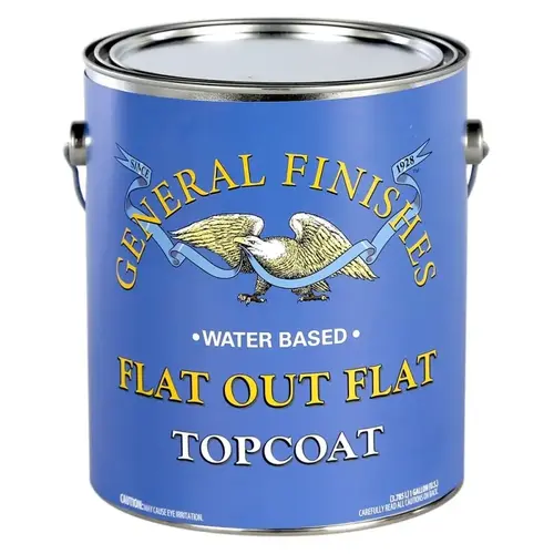 GENERAL FINISHES GFO FGA Topcoat, Flat, White, 1 gal, Can