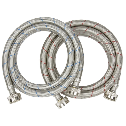 Supply Hose, 3/4 in ID, 72 in L, Stainless Steel, Blue/Red