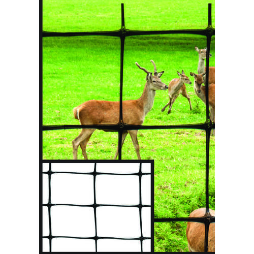 Deer Fence, 100 ft L, 7-1/2 ft H, 1-7/9 x 1-32/33 in Mesh, Polypropylene, Black