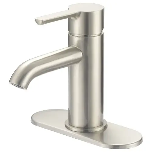 Lavatory Faucet, 1.2 gpm, 1-Faucet Handle, 1, 3-Faucet Hole, Metal/Plastic, Brushed Nickel