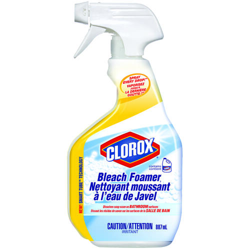 CLOROX 01397FRM1 Disinfectant Bleach Foamer, 887 mL Bottle, Liquid, Bleach, Herbaceous, Marine, Pale Yellow