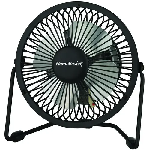 PowerZone CZHV4RSB-BK Mini Fan, 120 VAC, 4 in Dia Blade, 4-Blade, 1-Speed, 1 Speed, 360 deg Rotating, Black