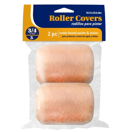 RollerLite 3AP075D All-Purpose Roller Cover, 3/4 in Thick Nap, 3 in L, Polyester Cover - pack of 2
