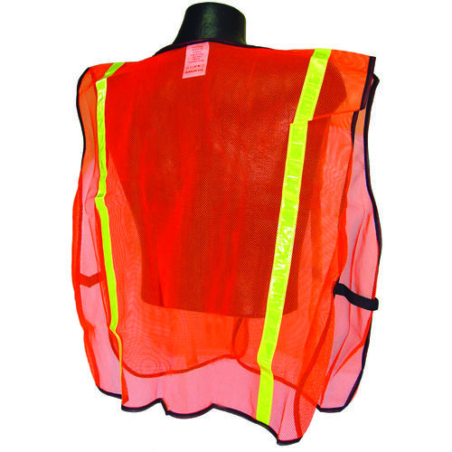 RADWEAR SVO1 Non-Rated Safety Vest, XL, Polyester, Green/Orange/Silver, Hook-and-Loop Closure