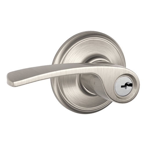 Schlage F51VMER619 F Series Entry Door Lock, 2 Grade, Keyed Key, Metal, Satin Nickel, Lever Handle, Reversible Hand
