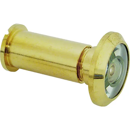 Door Viewer, 200 deg Viewing, 1-3/8 to 1-3/4 in Thick Door, Solid Brass, Brass