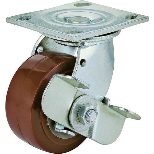 Swivel Caster, 5 in Dia Wheel, 2 in W Wheel, PU Wheel, Gray, 450 lb, Steel Housing Material