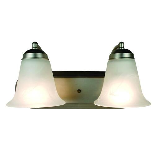 Trans Globe CB-3502 BN Bel Air Series Vanity Bar, 60 W, 2-Lamp, E26 Lamp, Metal Fixture, Brushed Nickel Fixture