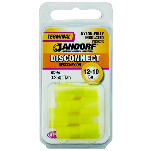 Disconnect Terminal, 12 to 10 AWG Wire, Nylon Insulation, Copper Contact, Yellow - pack of 4