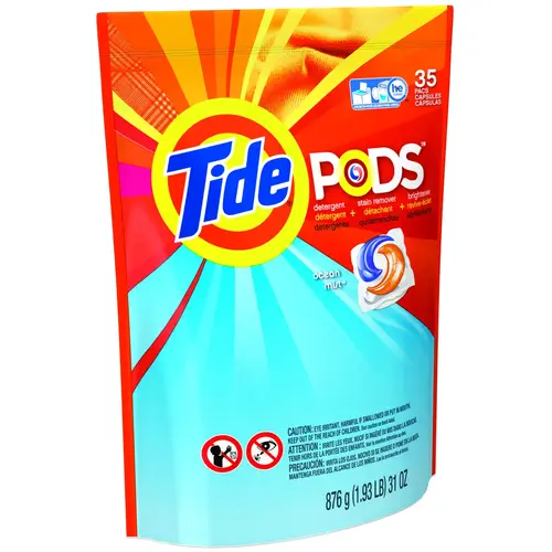 TIDE 93126 Laundry Detergent, 35 CT, Liquid, Ocean Mist Blue