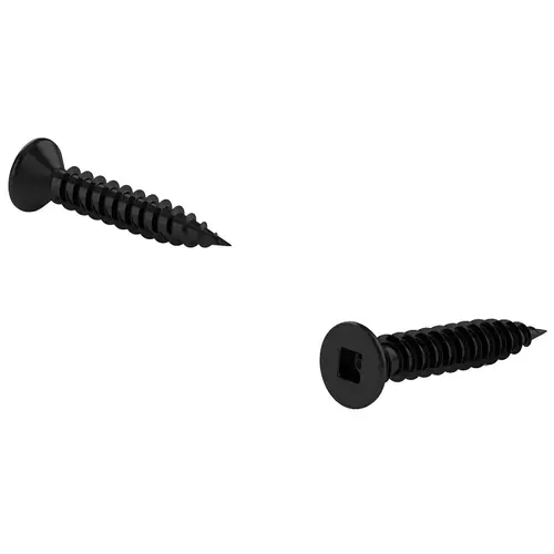 Screw, 10 Thread, 1-1/4 in L, Regular, Twin Lead Thread, Flat Head, Square Drive, Regular Point, Steel Black - pack of 16