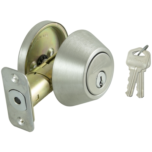 Signature Series Deadbolt, 3 Grade, Stainless Steel, 2-3/8 to 2-3/4 in Backset, KW1 Keyway